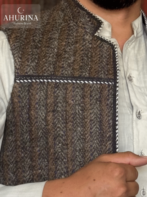 Waist Coat ( WASKAT) Navy Brown - WSC04