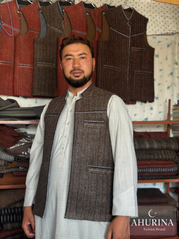 Waist Coat ( WASKAT) Navy Brown - WSC04