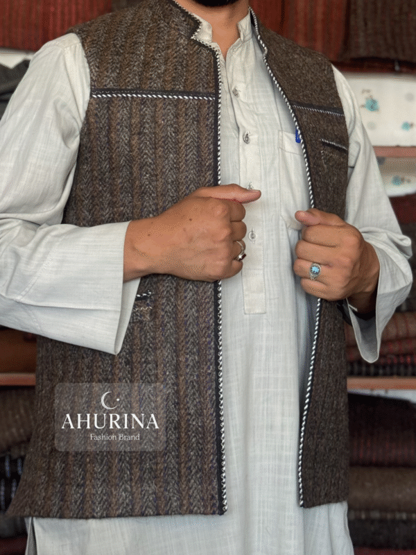 Waist Coat ( WASKAT) Navy Brown - WSC04