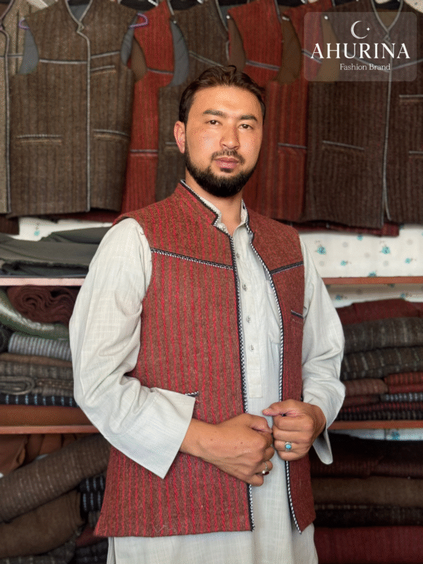 Waist Coat Striped Red ( WASKAT) - WSC01