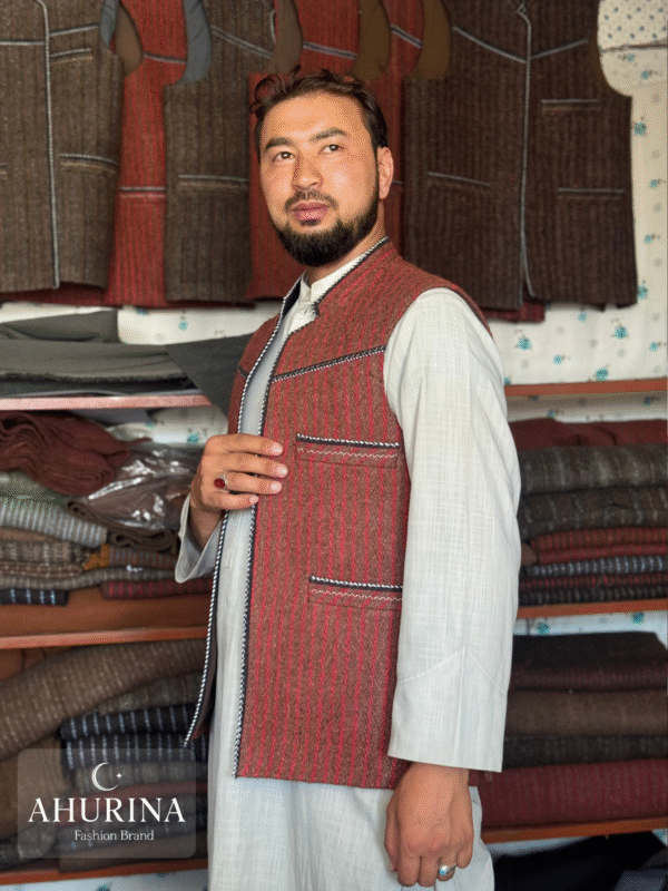Waist Coat Striped Red ( WASKAT) - WSC01