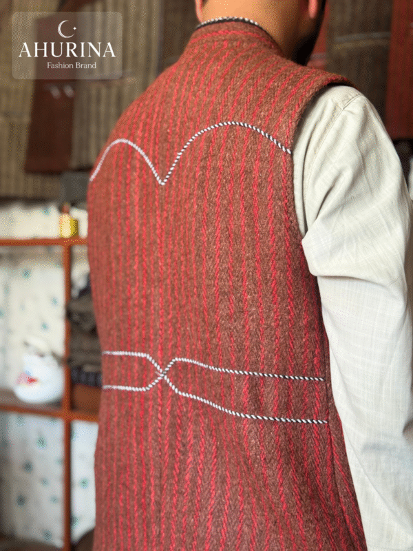 Waist Coat Striped Red ( WASKAT) - WSC01