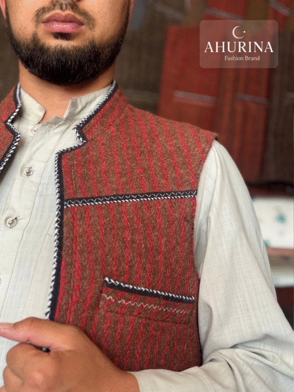 Waist Coat Striped Red ( WASKAT) - WSC01
